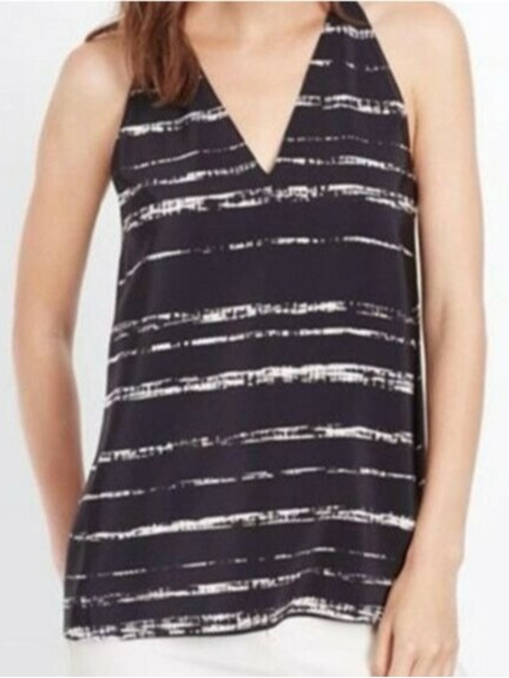 Vince Shadow Stripe Black and White Silk Cami